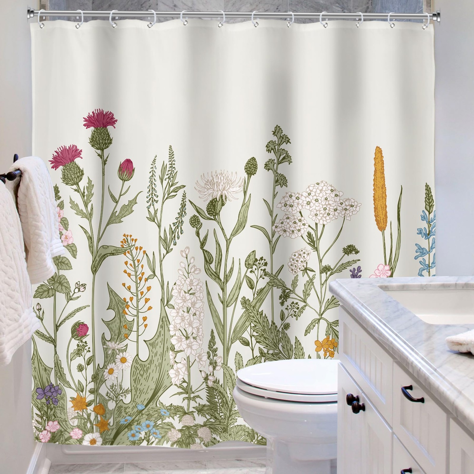 Custom Printed Bath Curtain — custom printed polyester bath curtain detail view