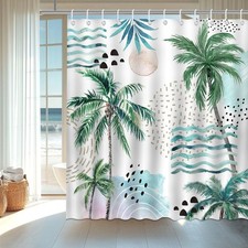 Tropical Green Shower Curtain 72x72 Inch Mocsicka Coco Palm Leaves Tropical — custom printed polyester bath curtain