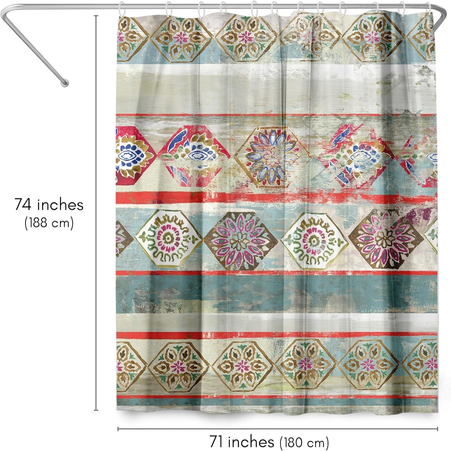 Custom Printed Bath Curtain — custom printed polyester bath curtain detail view