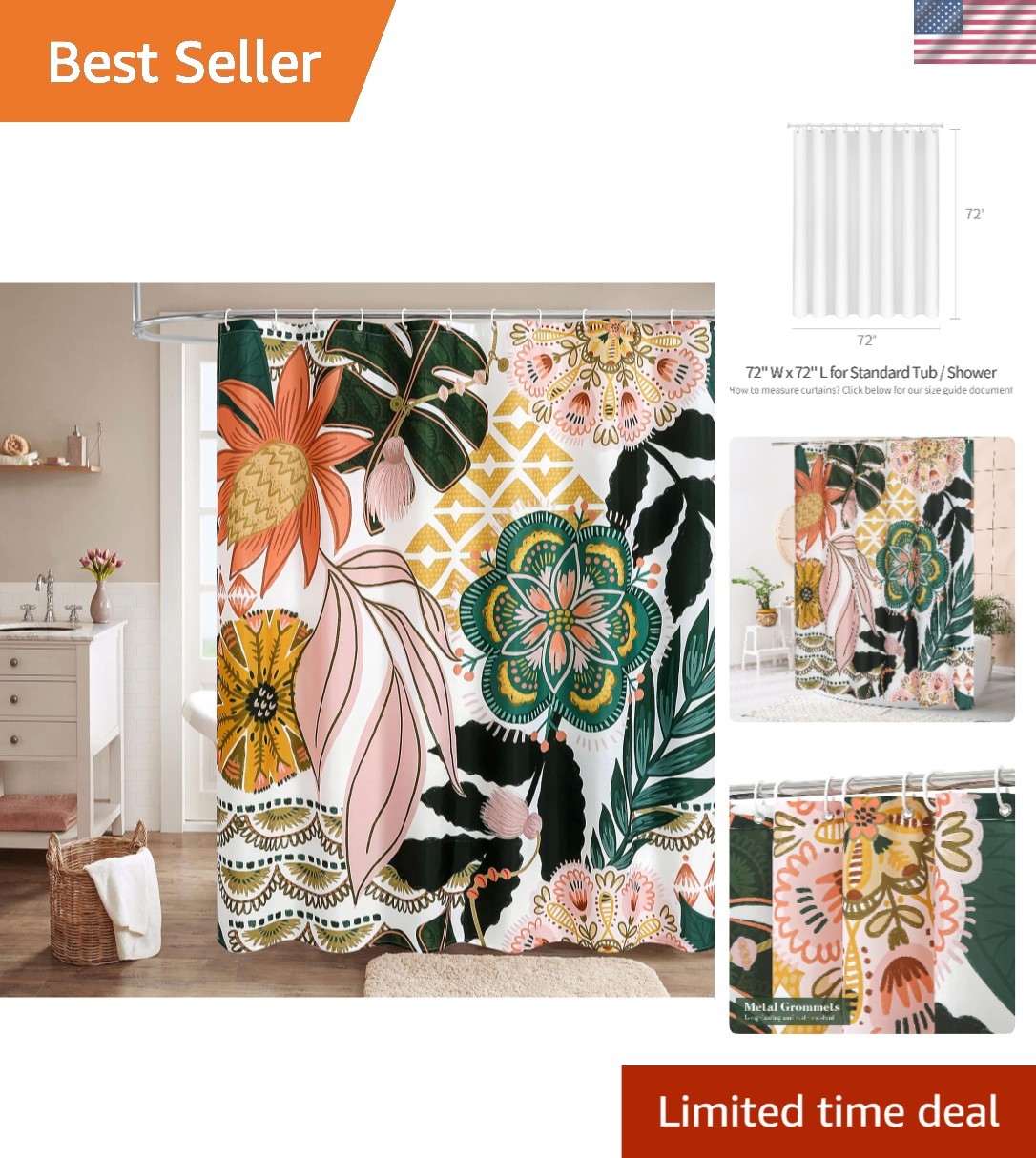 Custom Printed Bath Curtain — custom printed polyester bath curtain
