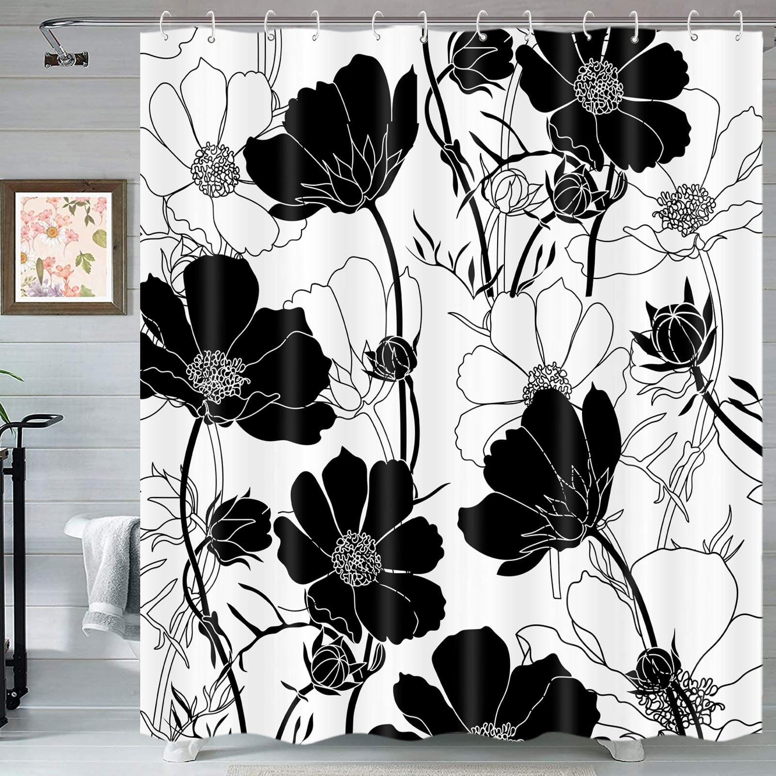 Custom Printed Bath Curtain — custom printed polyester bath curtain detail view