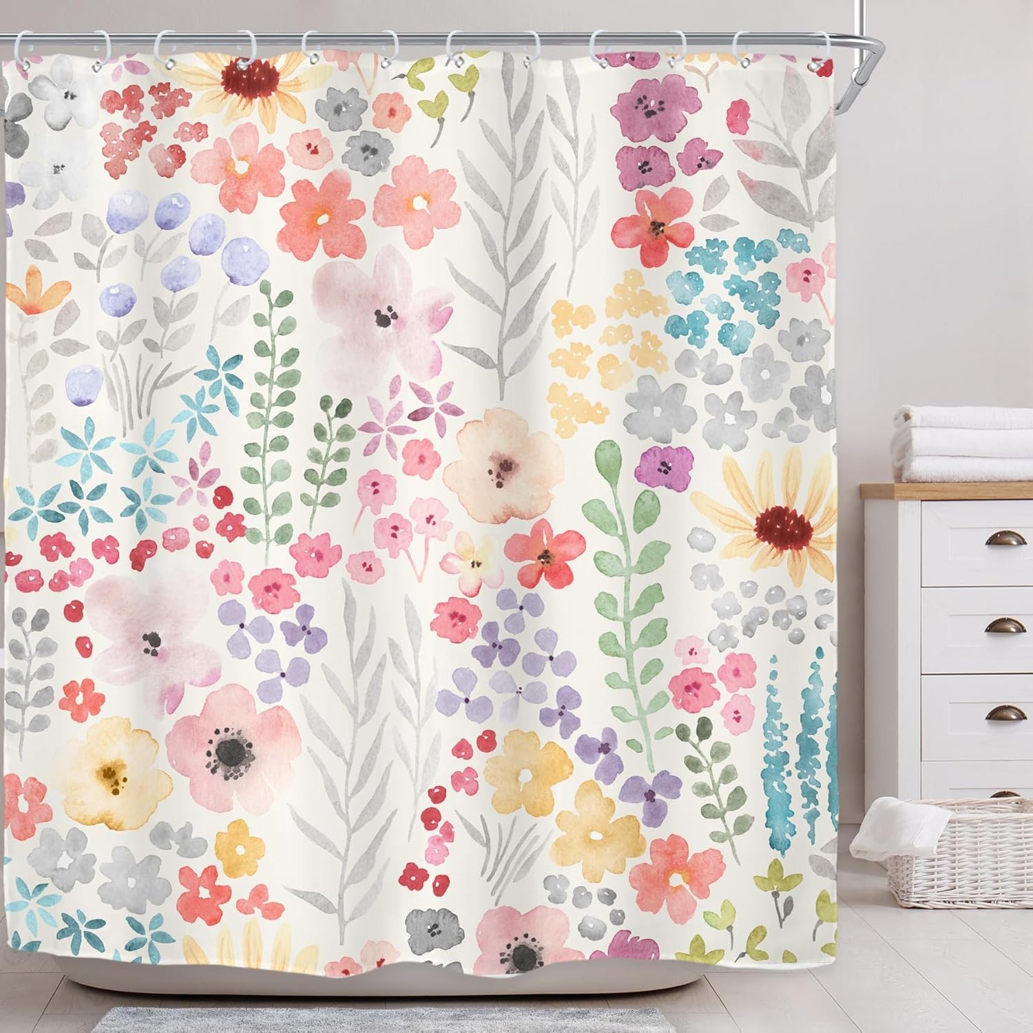 Custom Printed Bath Curtain — custom printed polyester bath curtain detail view