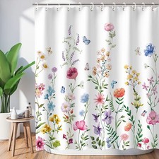 Juego de cortinas de ducha florales de acuarela de 72x72 pulgadas para baño — custom printed polyester bath curtain