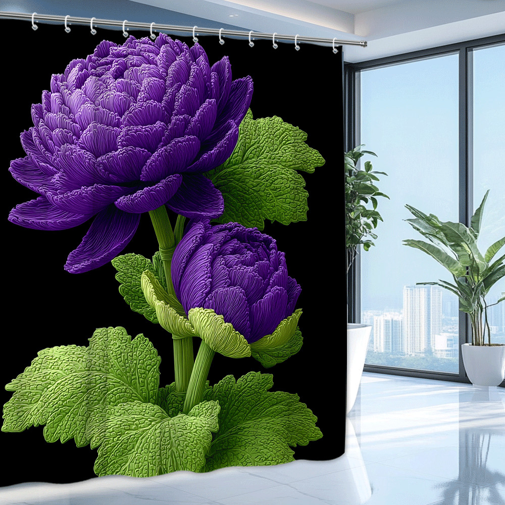 Custom Printed Bath Curtain — custom printed polyester bath curtain detail view