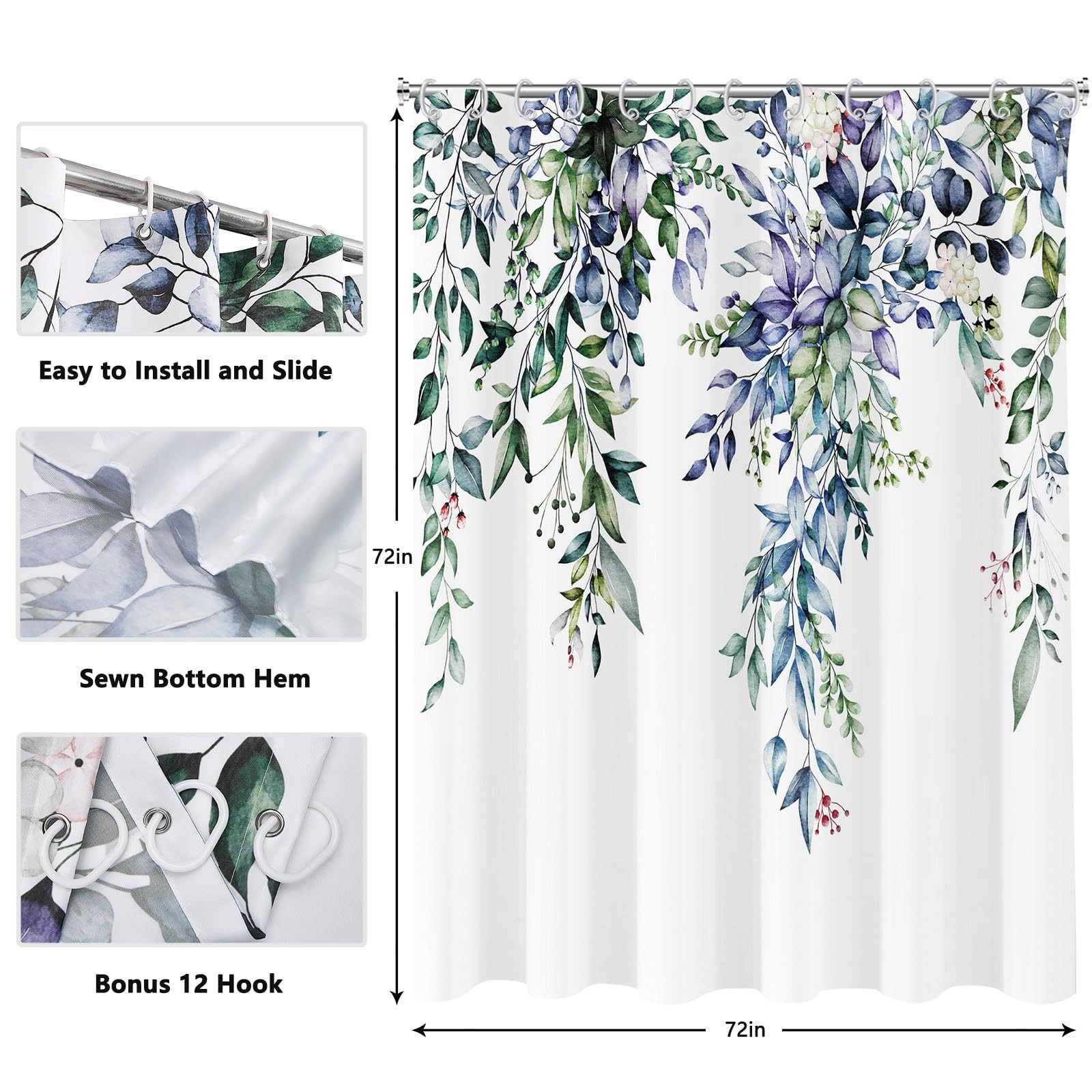 Custom Printed Bath Curtain — custom printed polyester bath curtain detail view