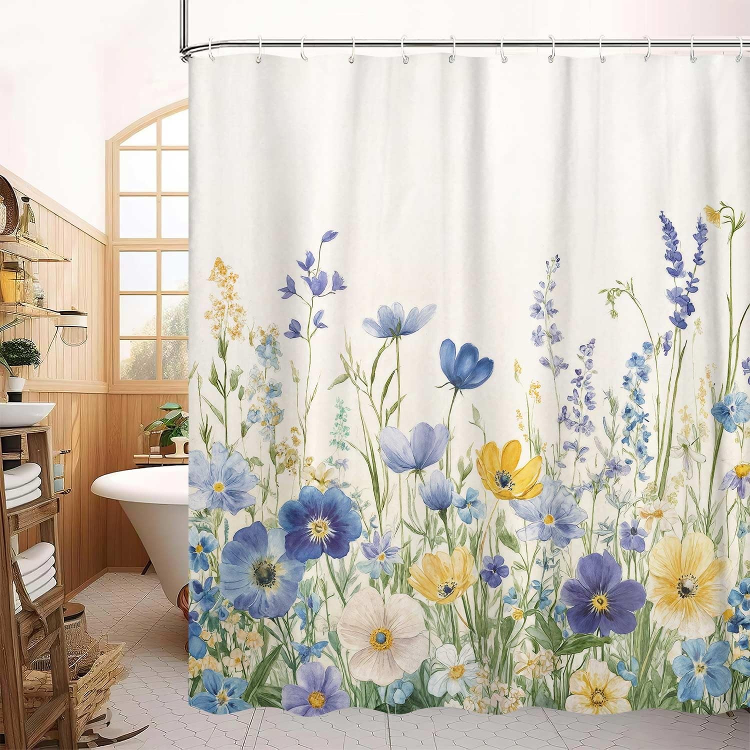 Custom Printed Bath Curtain — custom printed polyester bath curtain detail view