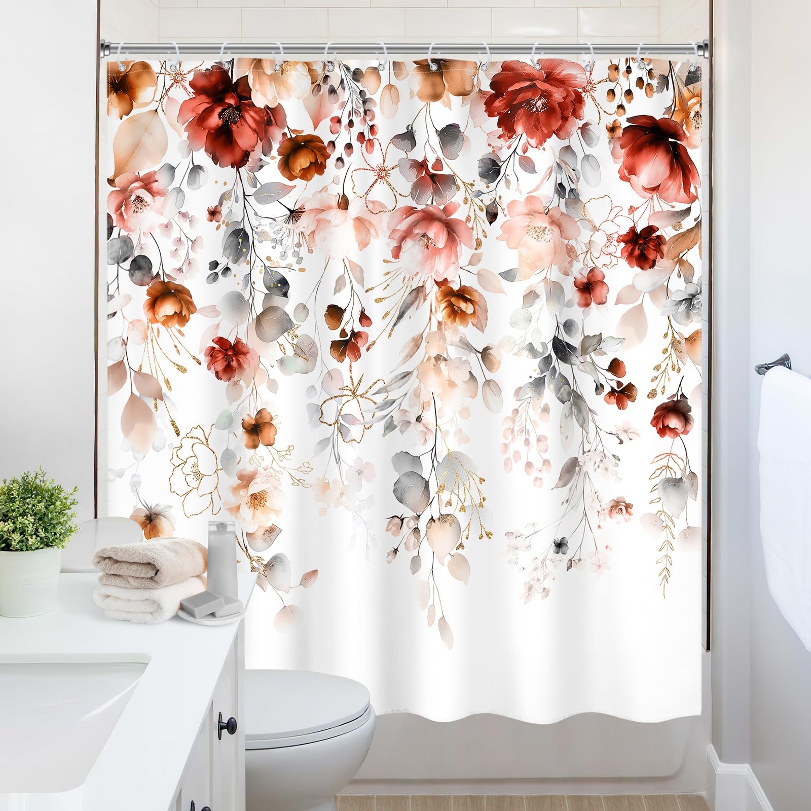 Custom Printed Bath Curtain — custom printed polyester bath curtain detail view