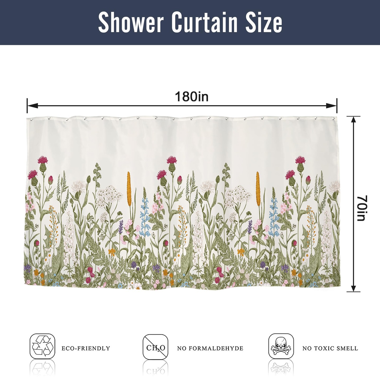 Custom Printed Bath Curtain — custom printed polyester bath curtain detail view