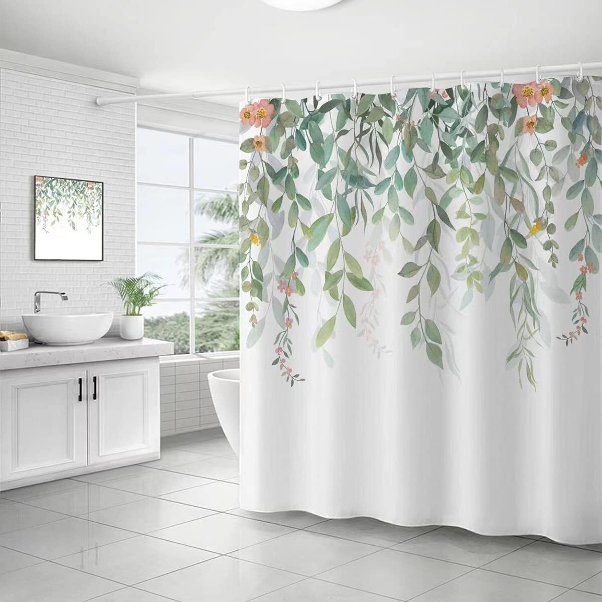 Custom Printed Bath Curtain — custom printed polyester bath curtain detail view