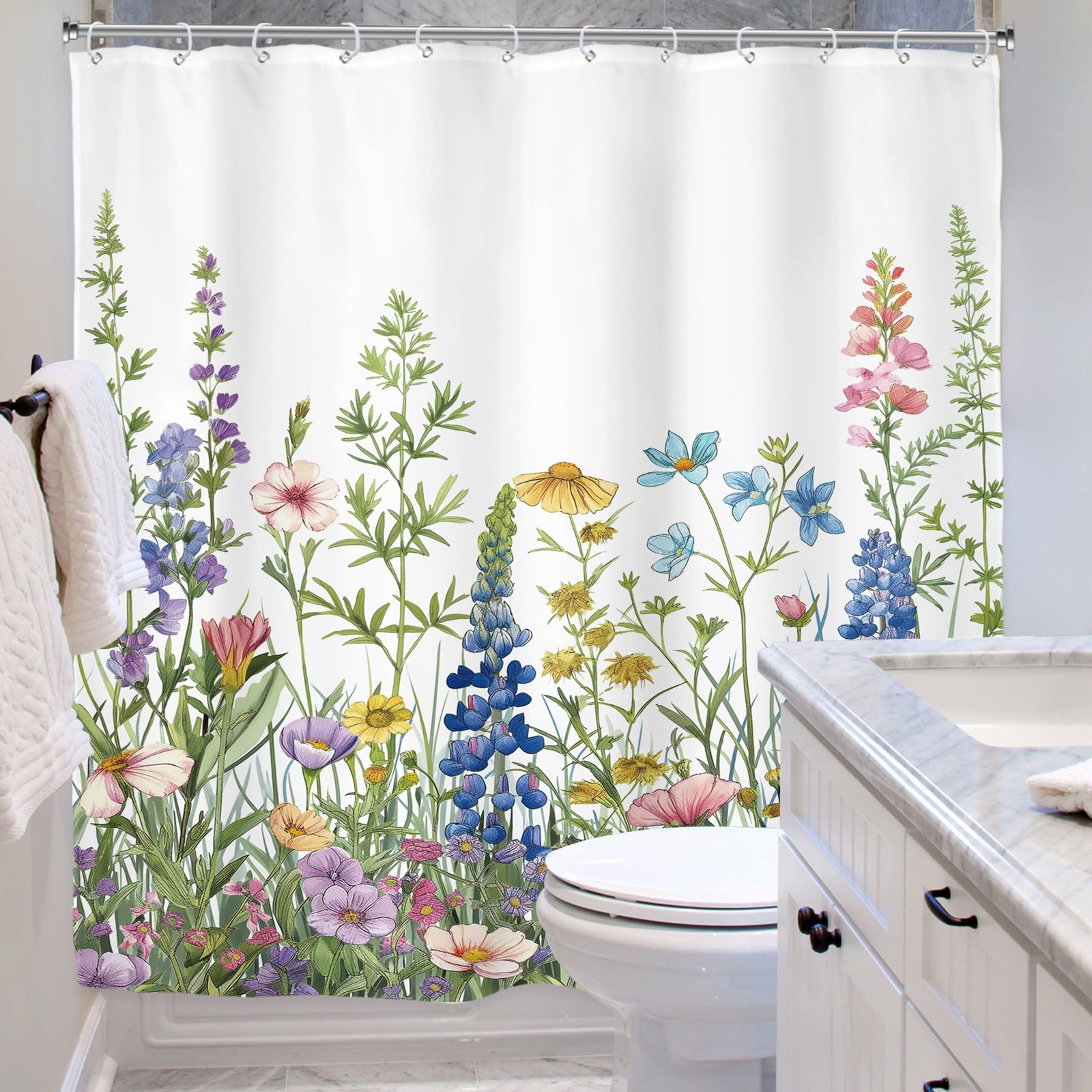 Custom Printed Bath Curtain — custom printed polyester bath curtain detail view