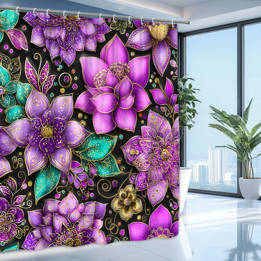 Custom Printed Bath Curtain — custom printed polyester bath curtain detail view