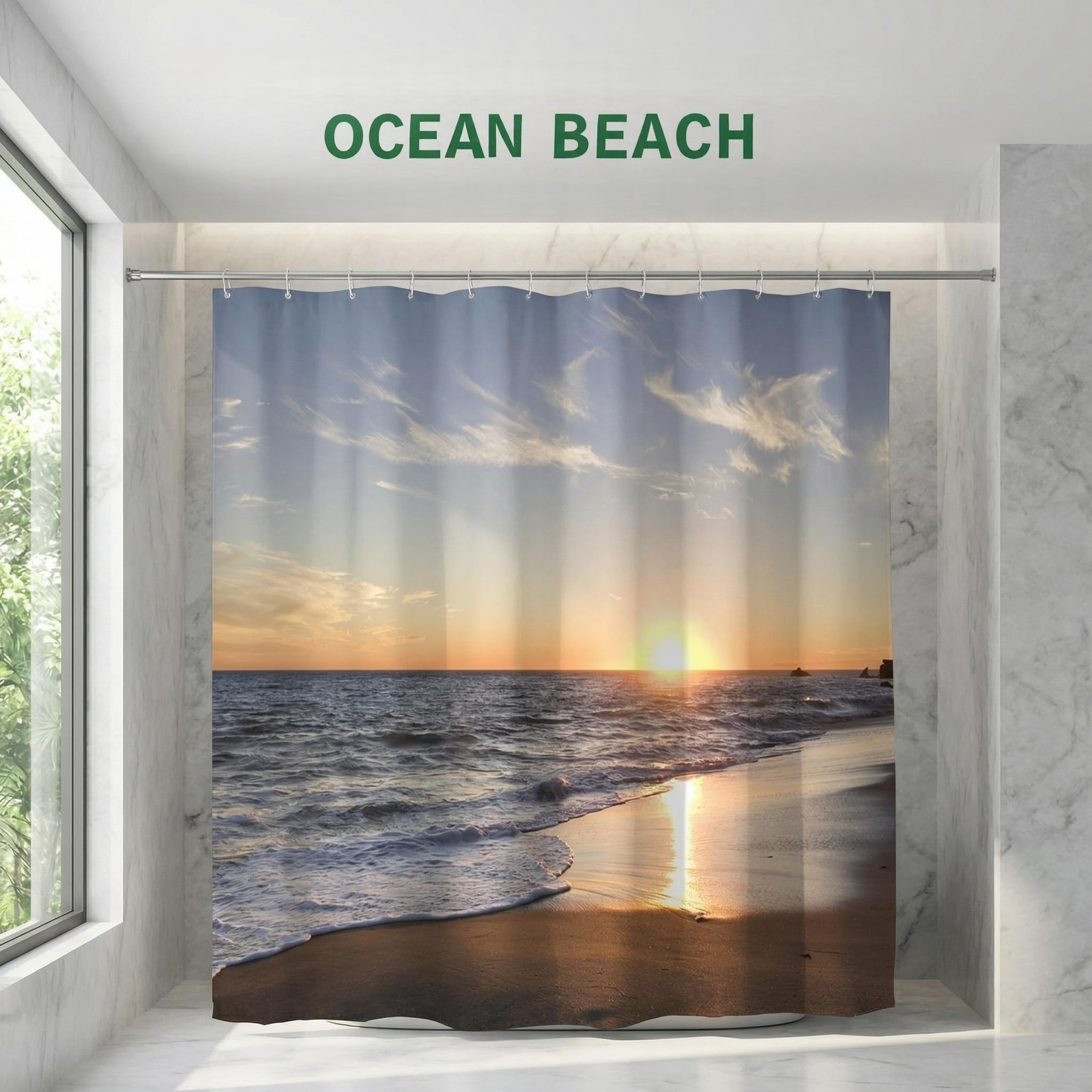 Custom Printed Bath Curtain — custom printed polyester bath curtain detail view