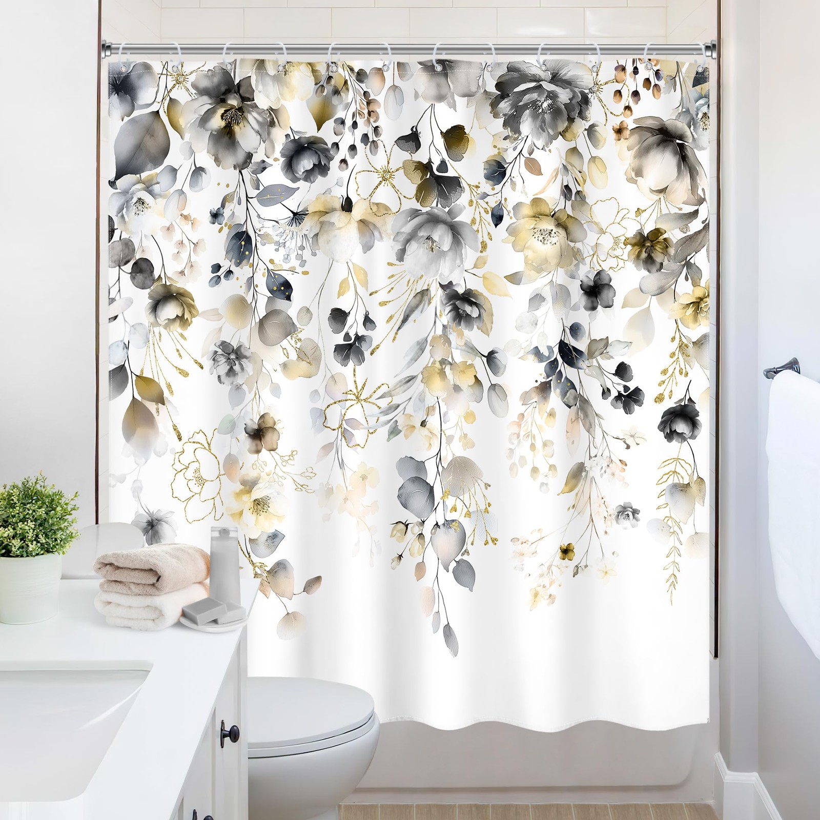 Custom Printed Bath Curtain — custom printed polyester bath curtain detail view