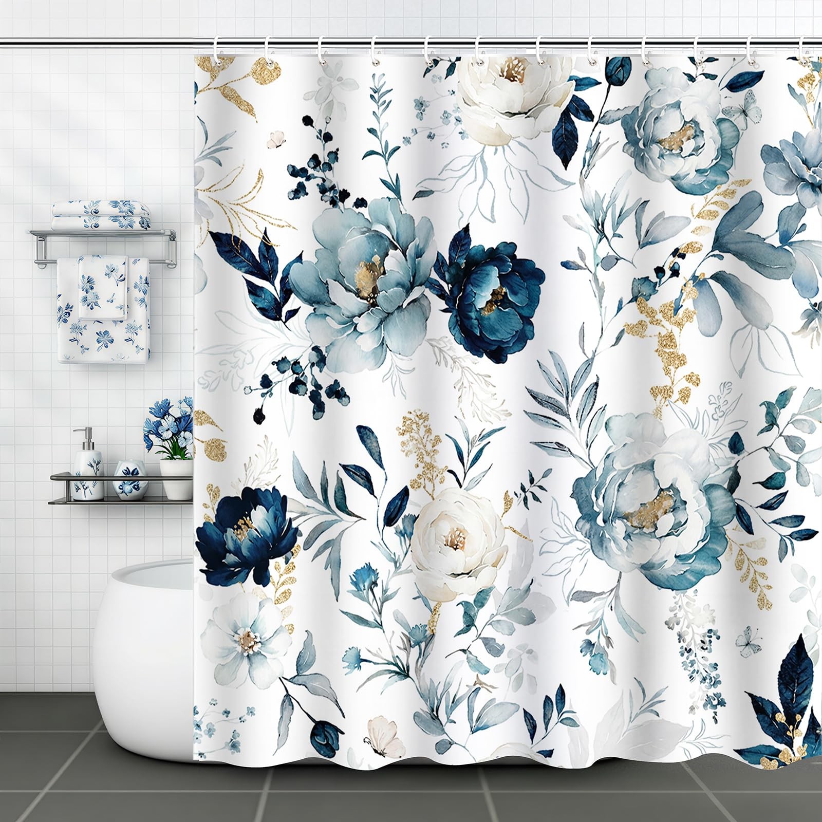Custom Printed Bath Curtain — custom printed polyester bath curtain detail view