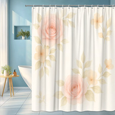 Chic Floral Pink Rose Shower Curtain for Elegant Bathroom Decor — custom printed polyester bath curtain