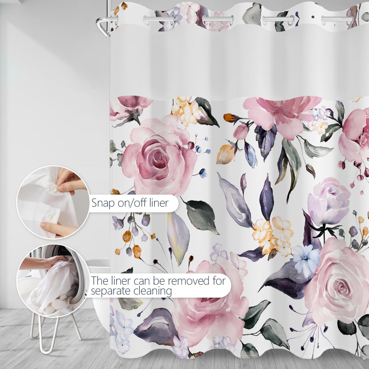 Custom Printed Bath Curtain — custom printed polyester bath curtain detail view