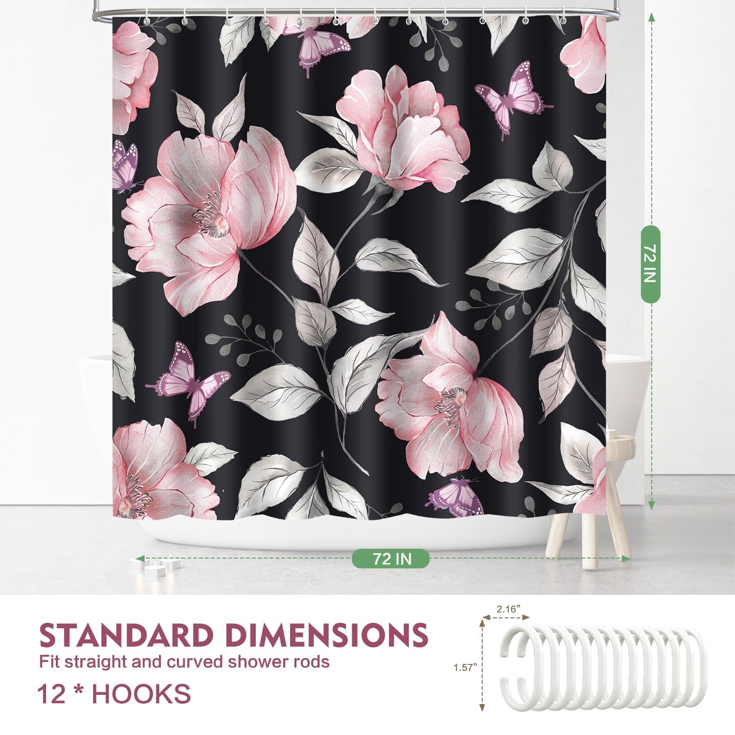 Custom Printed Bath Curtain — custom printed polyester bath curtain detail view