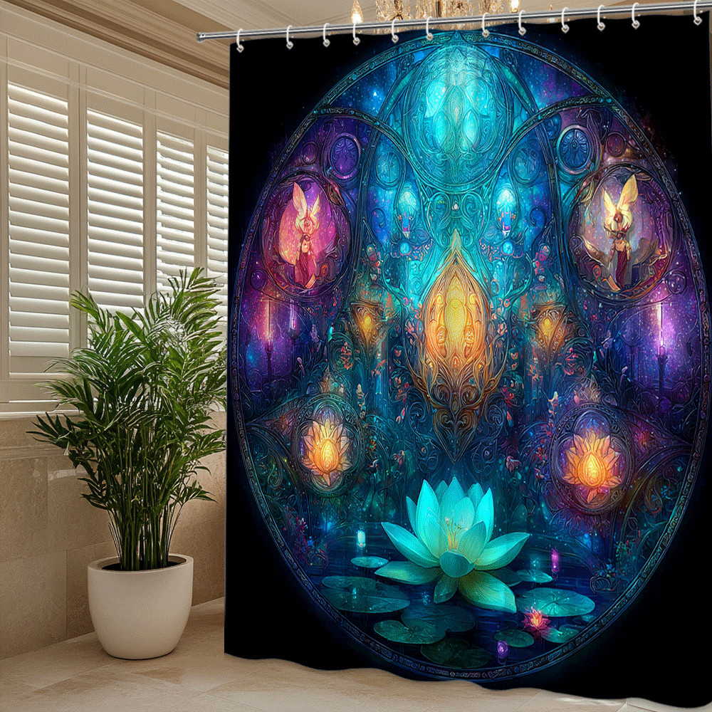 Custom Printed Bath Curtain — custom printed polyester bath curtain detail view