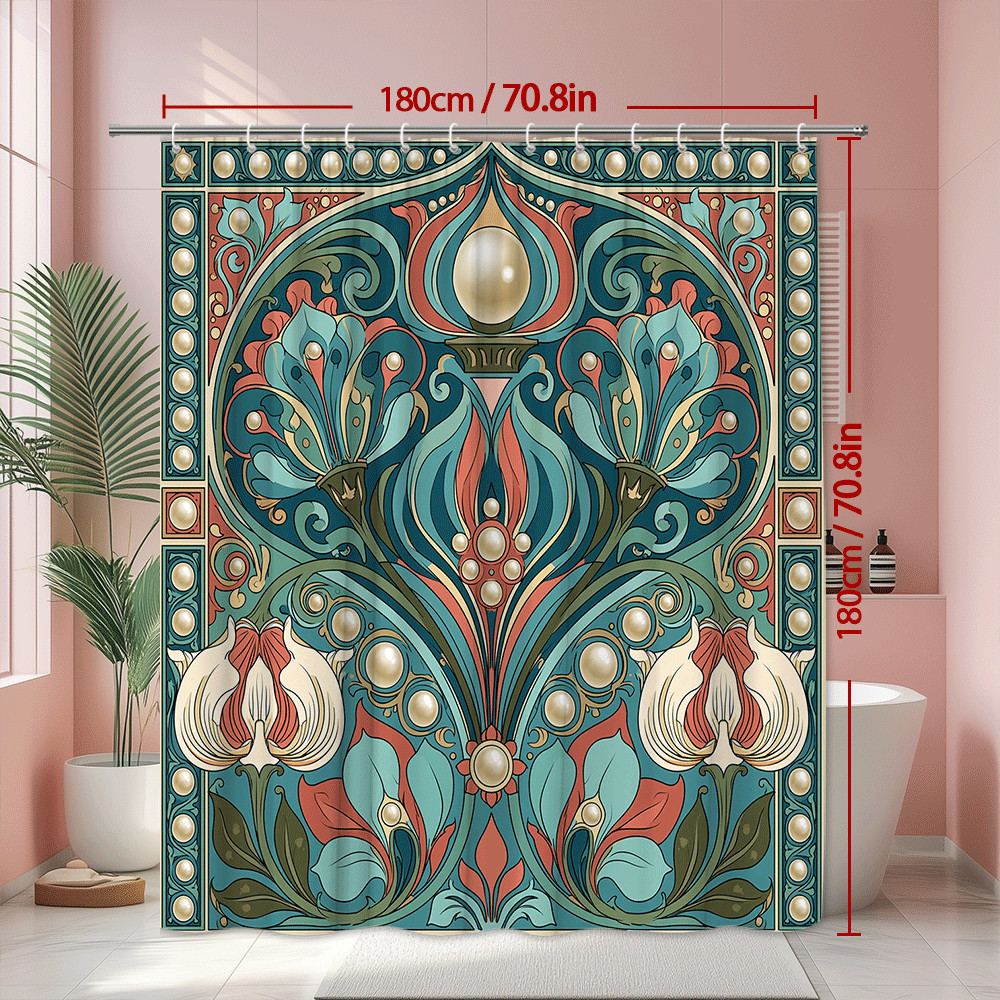 Custom Printed Bath Curtain — custom printed polyester bath curtain detail view