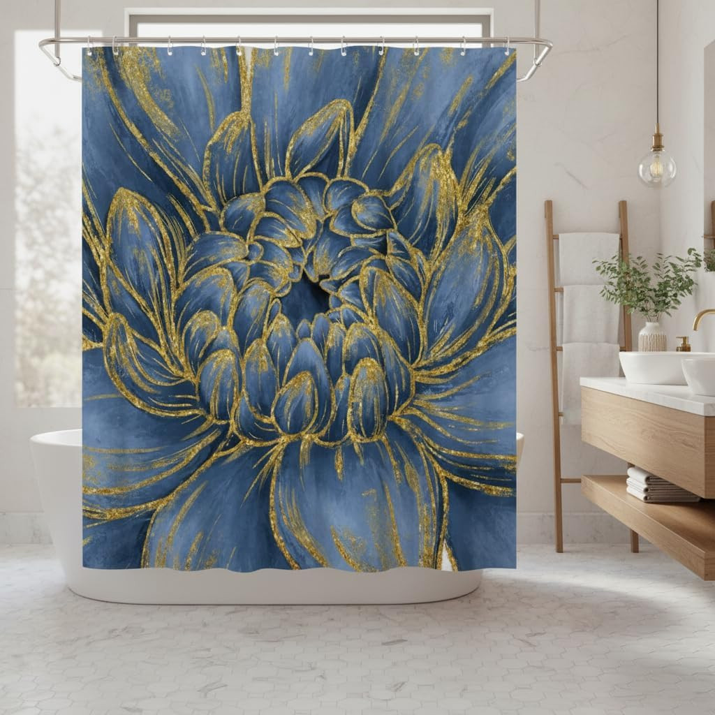 Custom Printed Bath Curtain — custom printed polyester bath curtain detail view