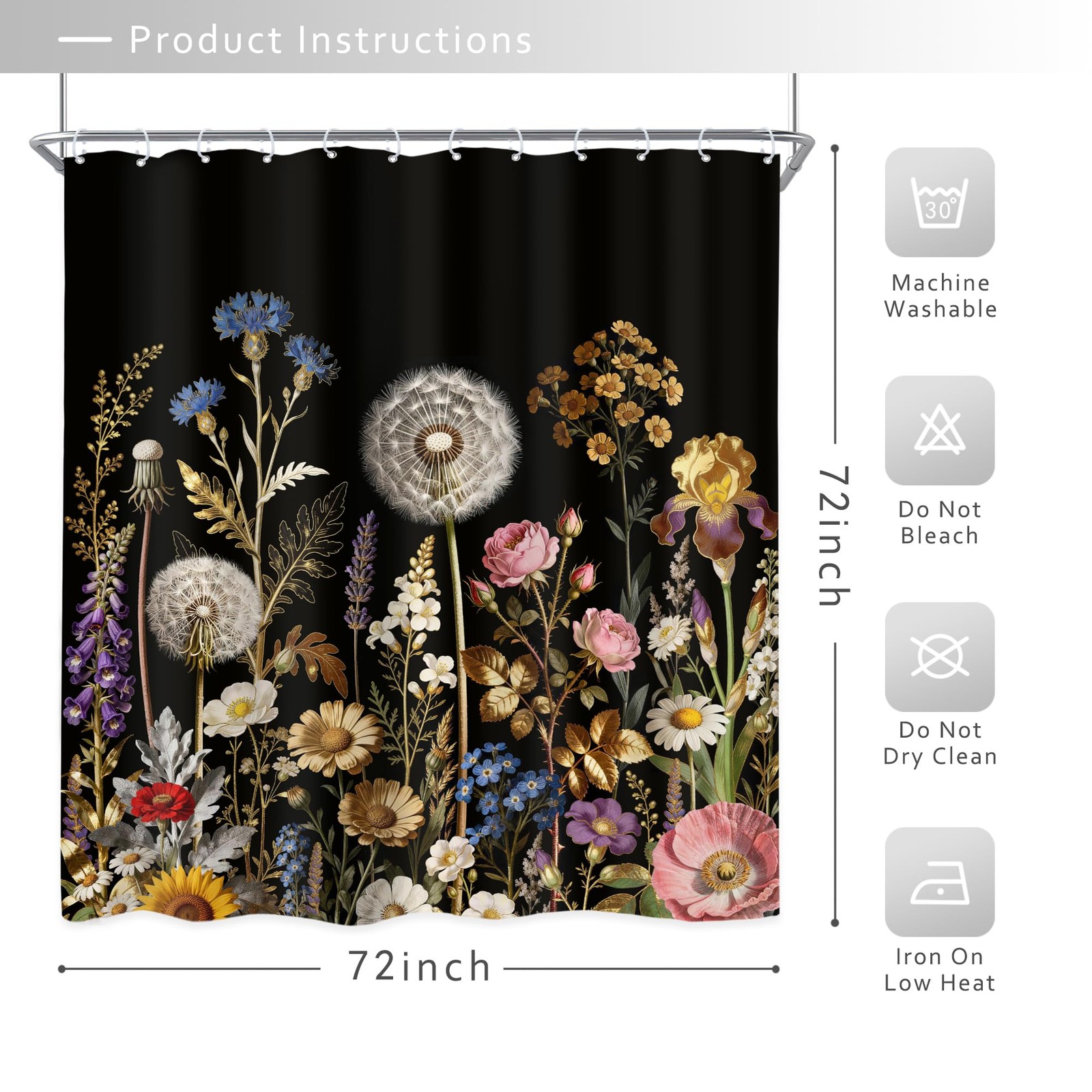 Custom Printed Bath Curtain — custom printed polyester bath curtain detail view