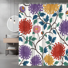 Colorful Floral Shower Curtain with Vibrant Flower Design — custom printed polyester bath curtain