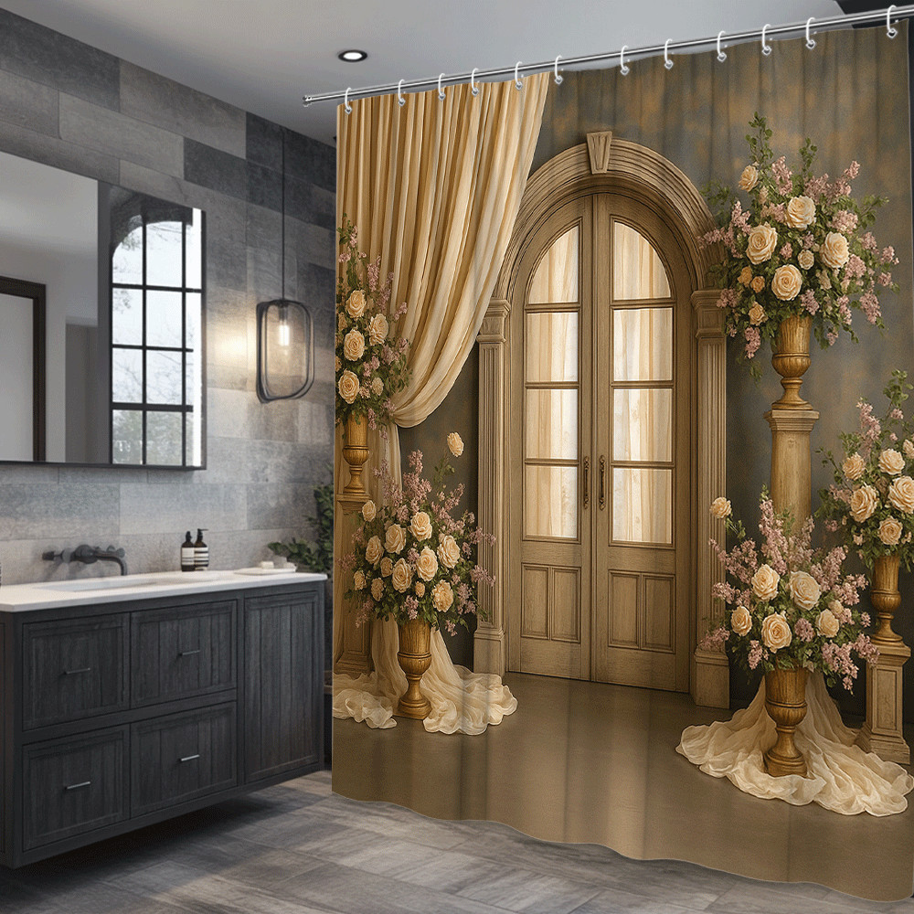 Custom Printed Bath Curtain — custom printed polyester bath curtain detail view