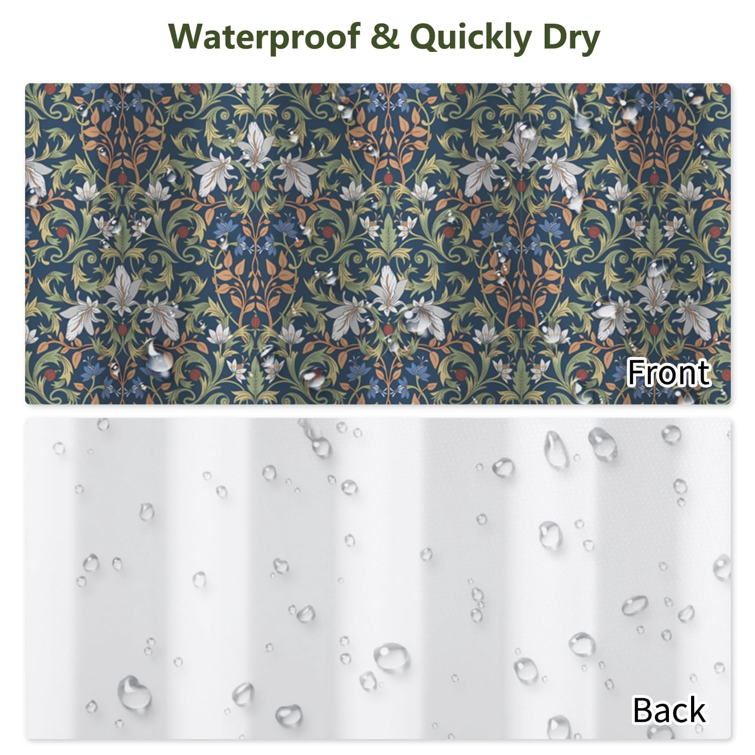 Custom Printed Bath Curtain — custom printed polyester bath curtain detail view