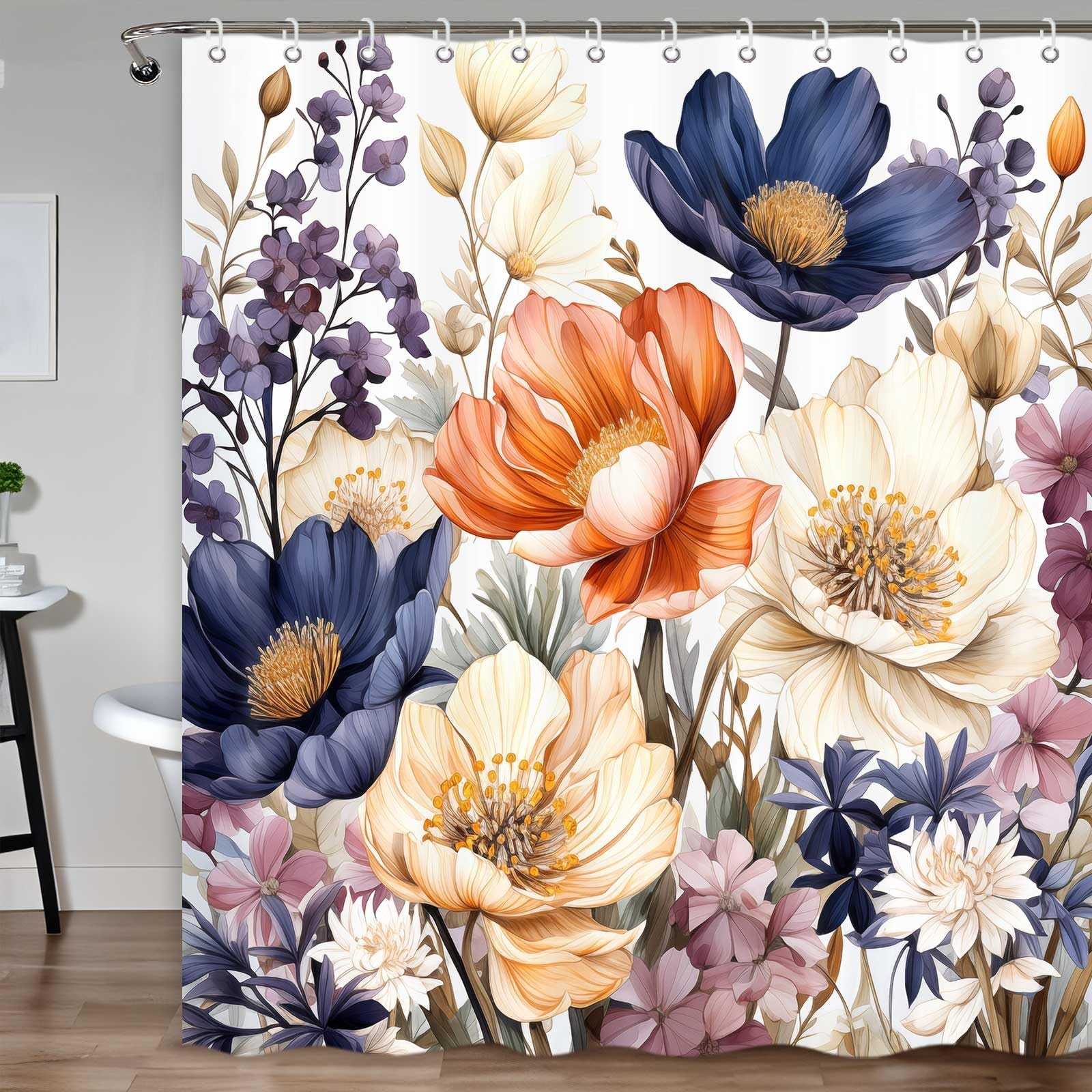 Custom Printed Bath Curtain — custom printed polyester bath curtain detail view