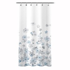 Design 36 x 72 Inches Blue and Gray Small Stall Shower Curtains RV Half Size — custom printed polyester bath curtain