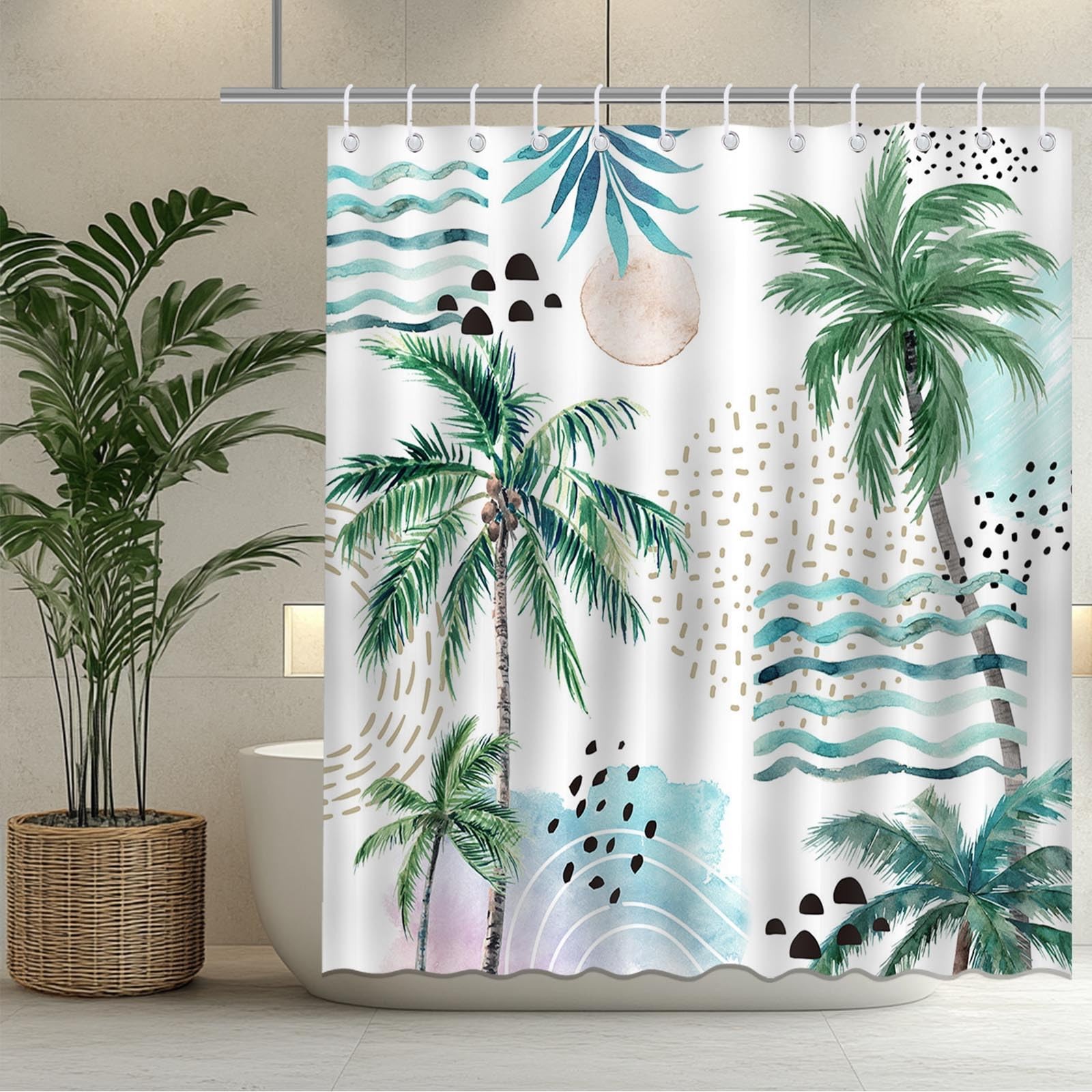 Custom Printed Bath Curtain — custom printed polyester bath curtain detail view