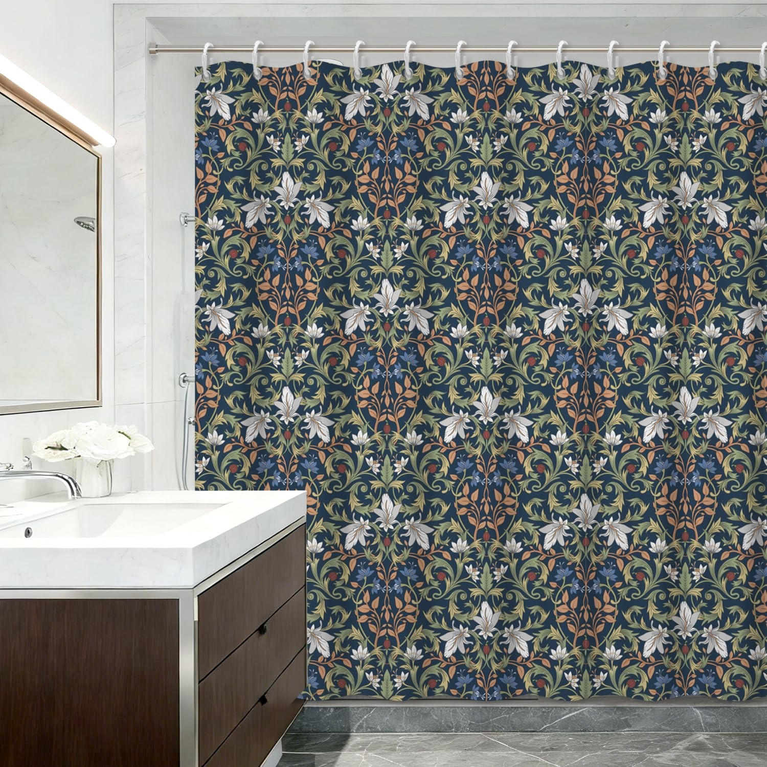 Custom Printed Bath Curtain — custom printed polyester bath curtain detail view