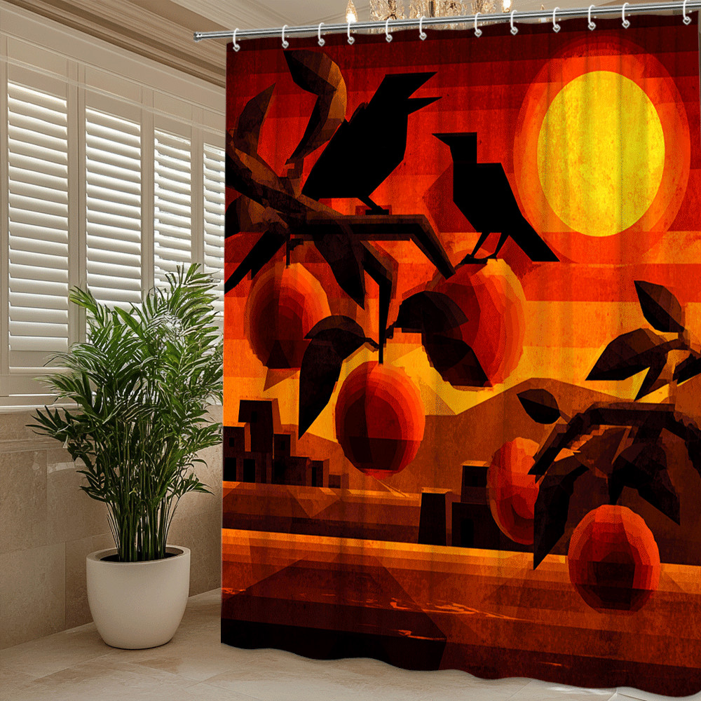 Custom Printed Bath Curtain — custom printed polyester bath curtain detail view