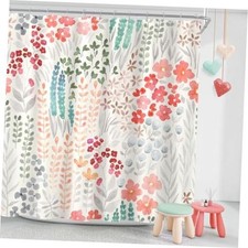 Retro Teal Cute Floral Shower Curtain, Colorful 72"W x 72"L (Pack of 1) Red — custom printed polyester bath curtain