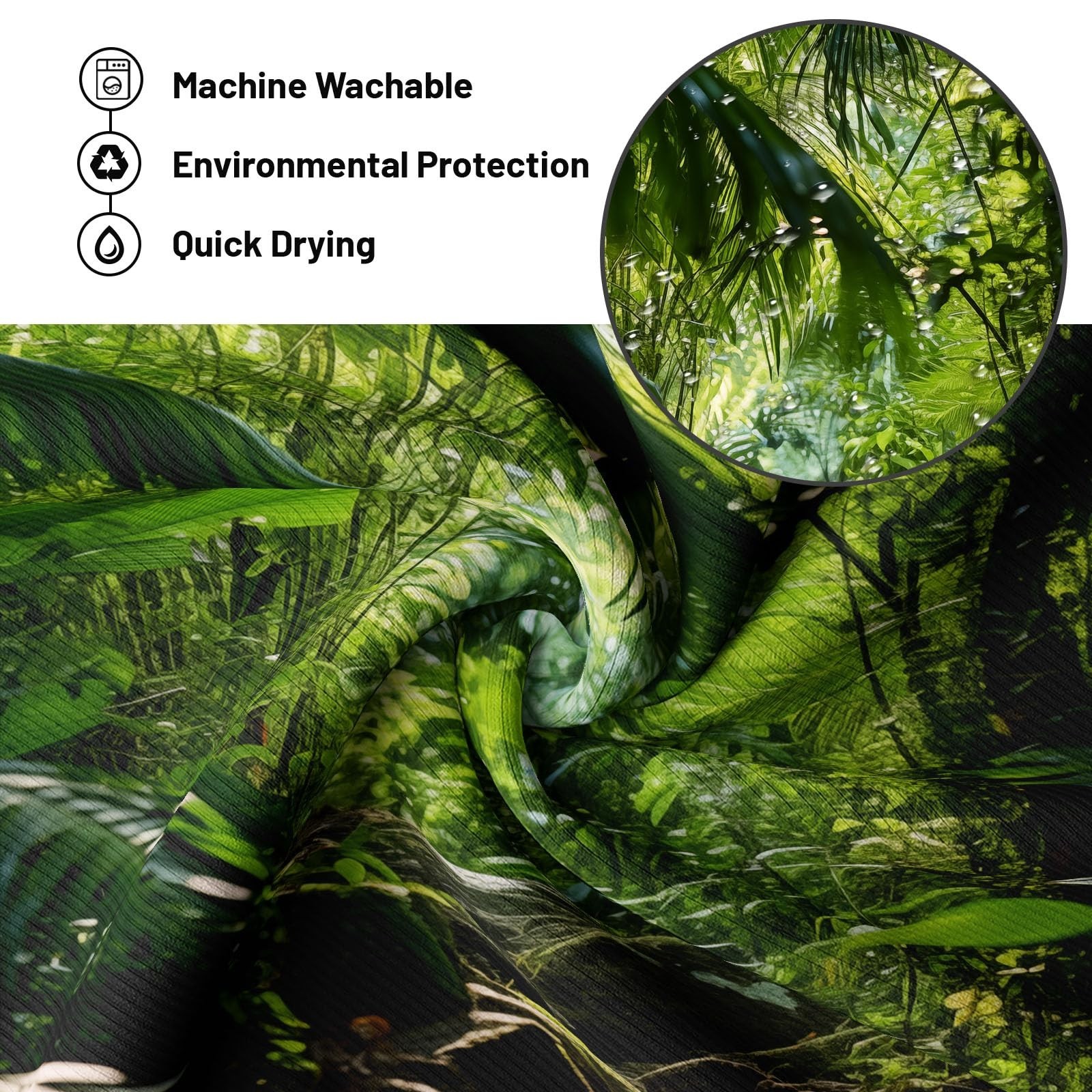 Custom Printed Bath Curtain — custom printed polyester bath curtain detail view