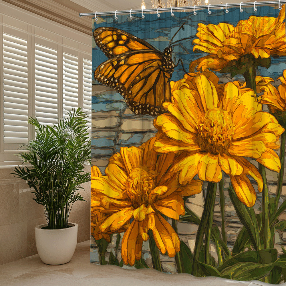 Custom Printed Bath Curtain — custom printed polyester bath curtain detail view