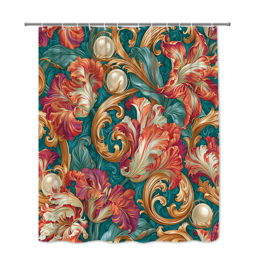 Custom Printed Bath Curtain — custom printed polyester bath curtain detail view