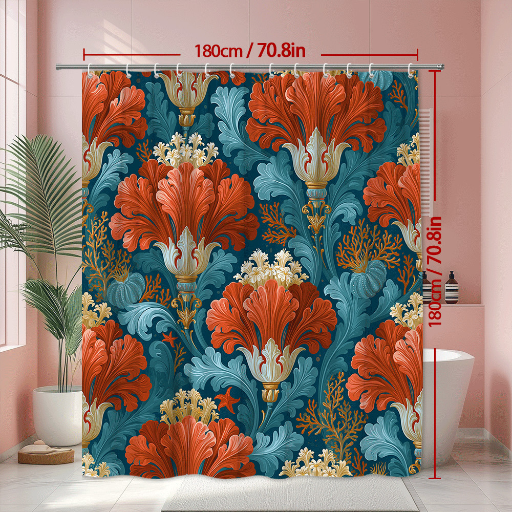 Custom Printed Bath Curtain — custom printed polyester bath curtain detail view