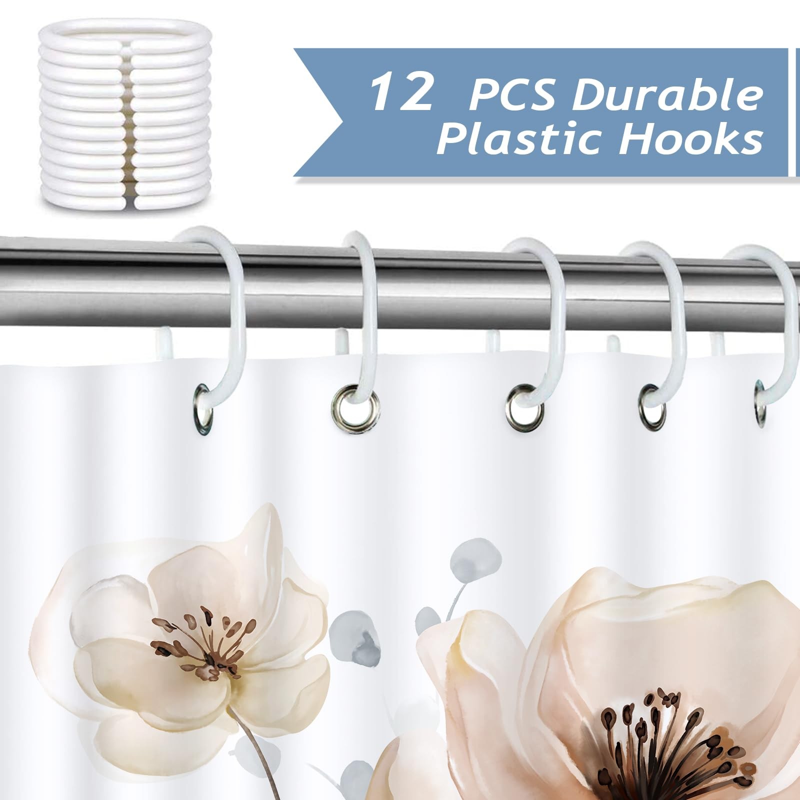 Custom Printed Bath Curtain — custom printed polyester bath curtain detail view