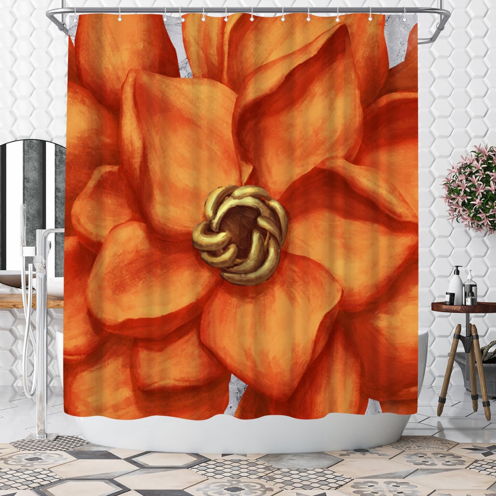 Custom Printed Bath Curtain — custom printed polyester bath curtain detail view