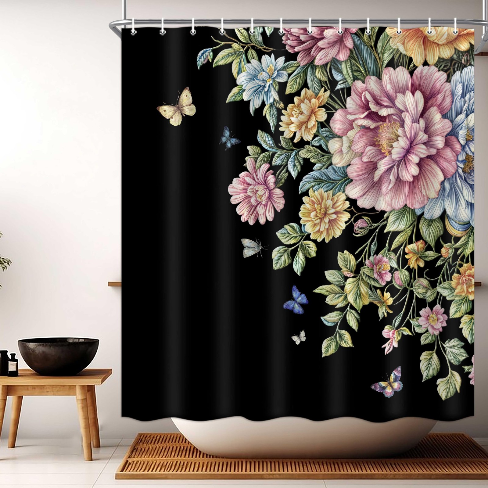 Custom Printed Bath Curtain — custom printed polyester bath curtain detail view