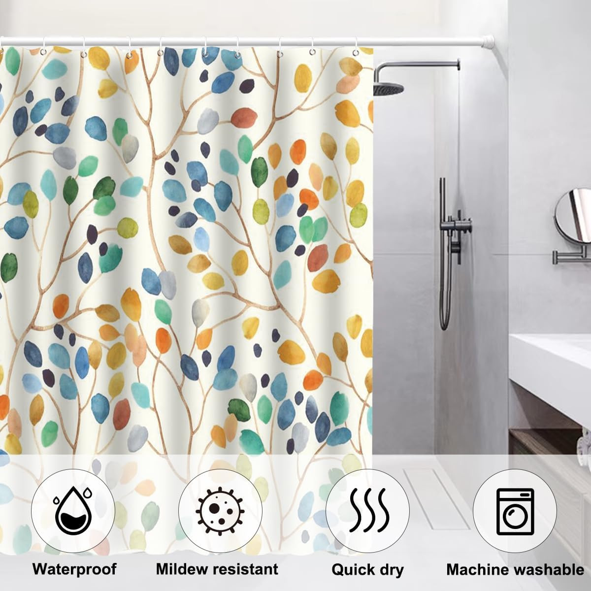 Custom Printed Bath Curtain — custom printed polyester bath curtain detail view