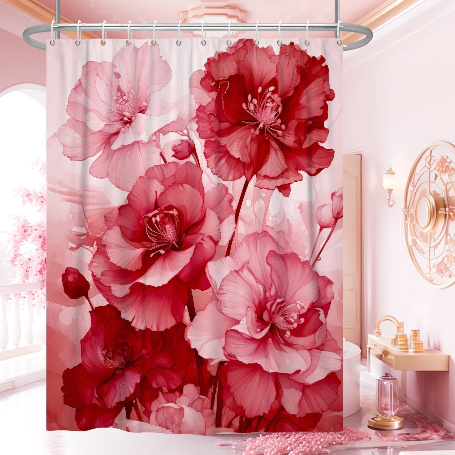 Custom Printed Bath Curtain — custom printed polyester bath curtain detail view