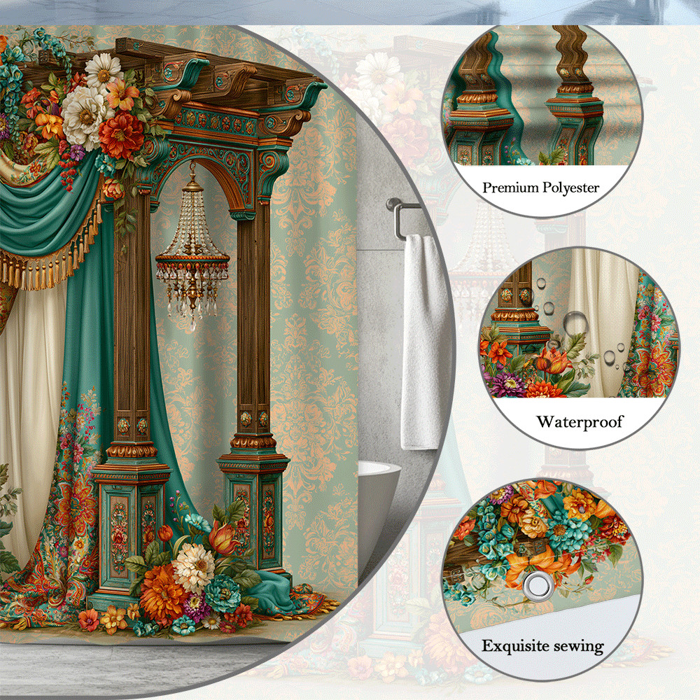 Custom Printed Bath Curtain — custom printed polyester bath curtain detail view