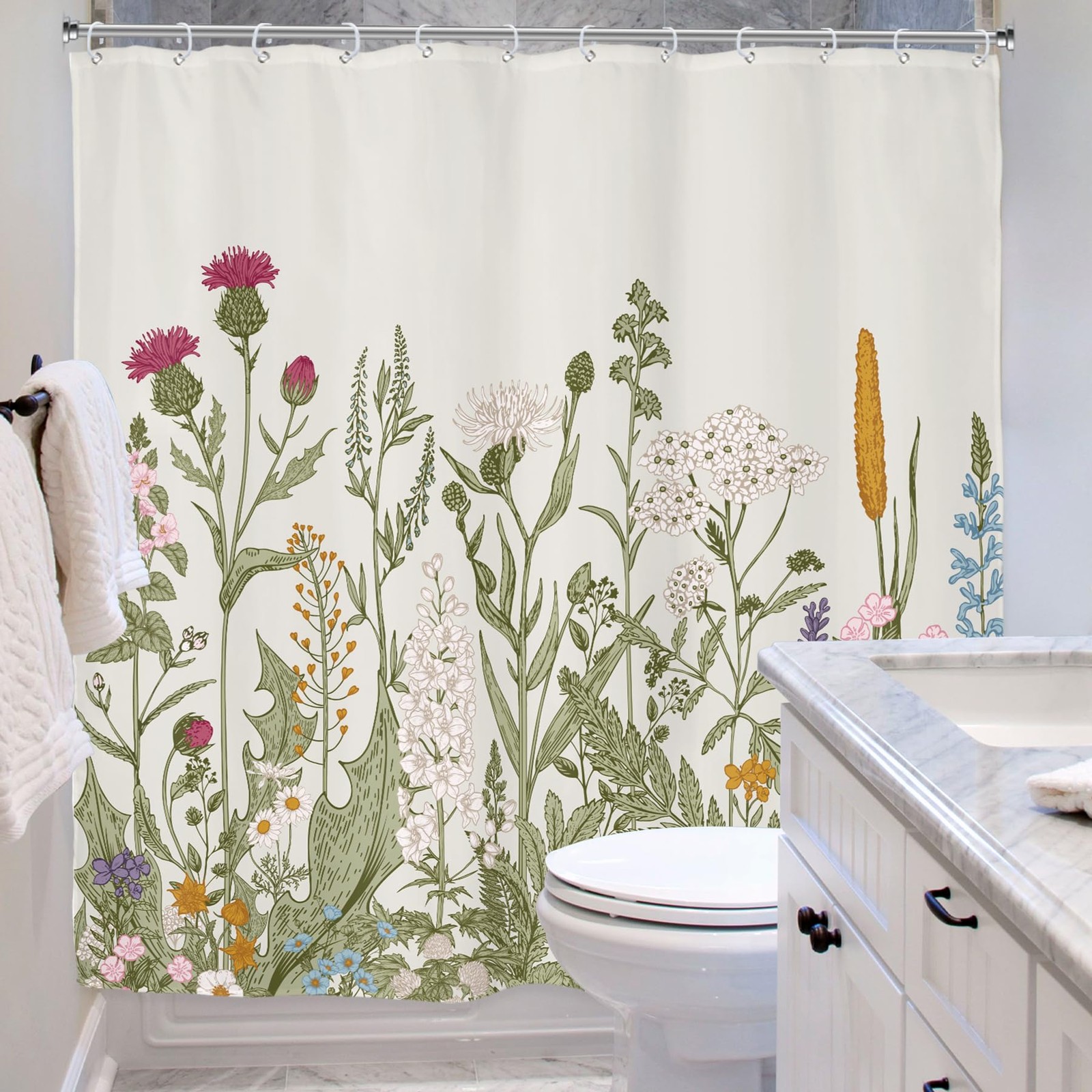 Custom Printed Bath Curtain — custom printed polyester bath curtain detail view