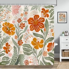 Colorful Boho Floral Shower Curtain, 72"W x 72"L (Pack of 1) Boho Floral-1 — custom printed polyester bath curtain