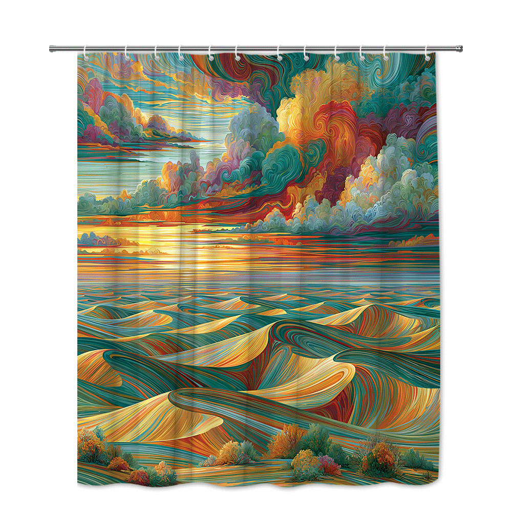 Custom Printed Bath Curtain — custom printed polyester bath curtain detail view