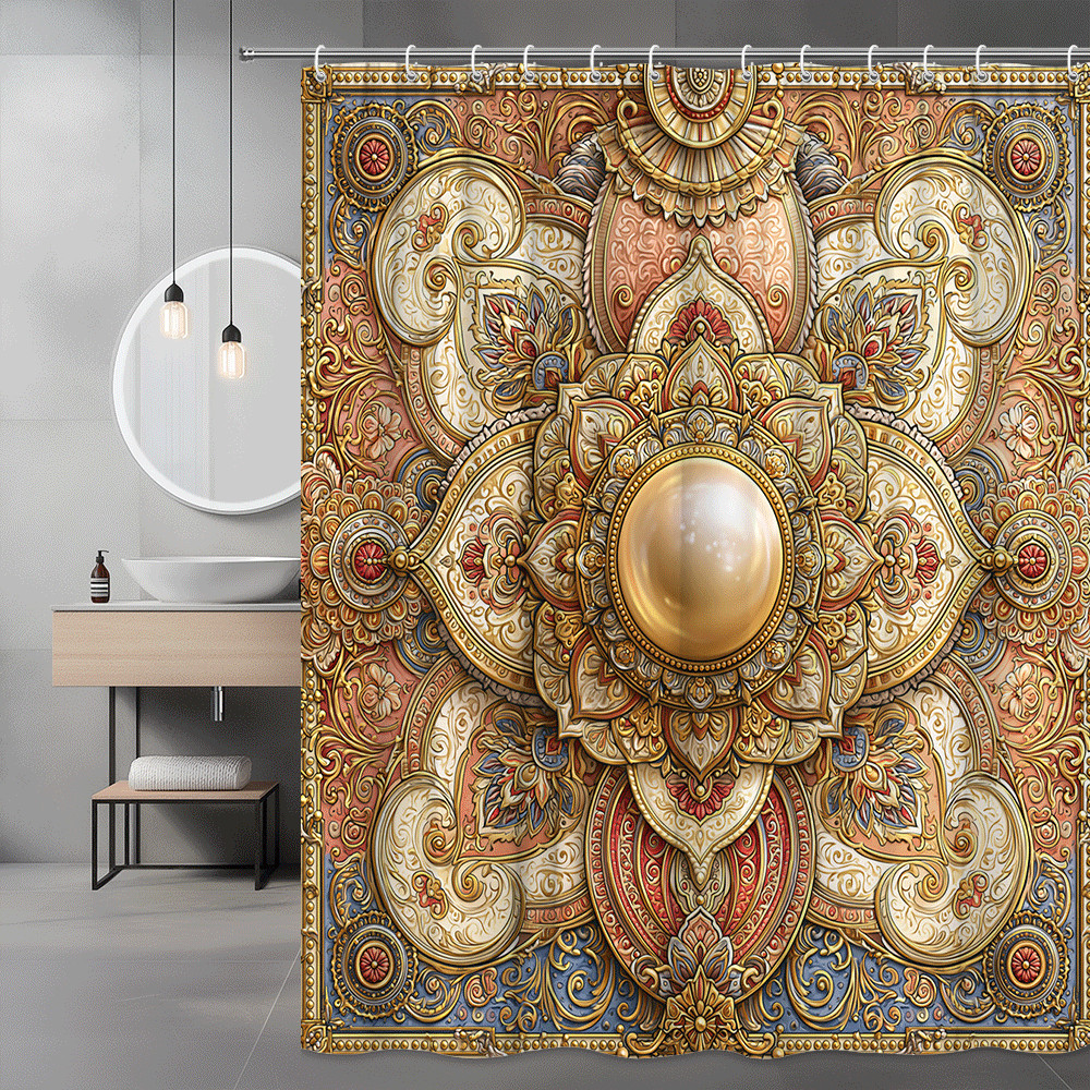 Custom Printed Bath Curtain — custom printed polyester bath curtain