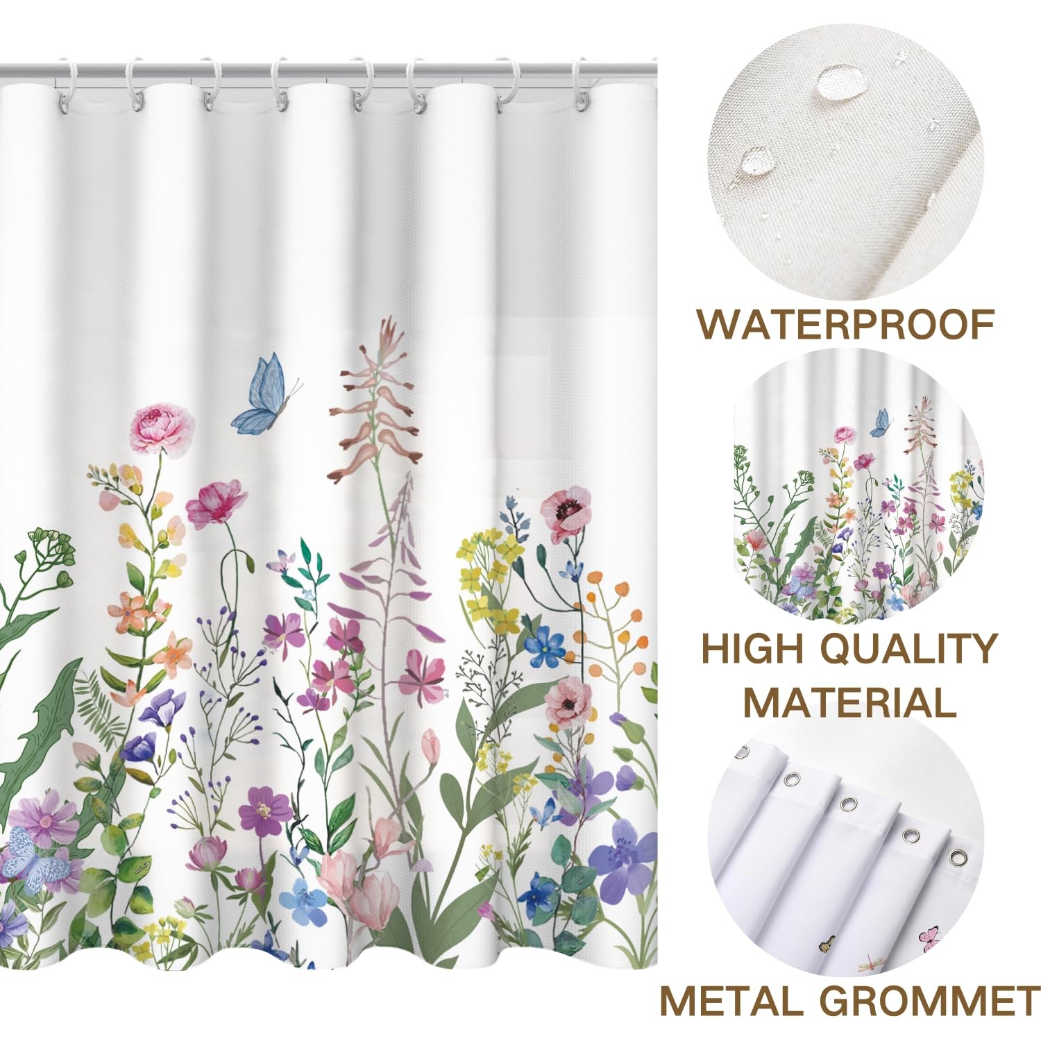 Custom Printed Bath Curtain — custom printed polyester bath curtain detail view