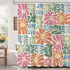 Colorful Matisse Floral Shower Curtain with 12 Hooks, 72x72 in — custom printed polyester bath curtain